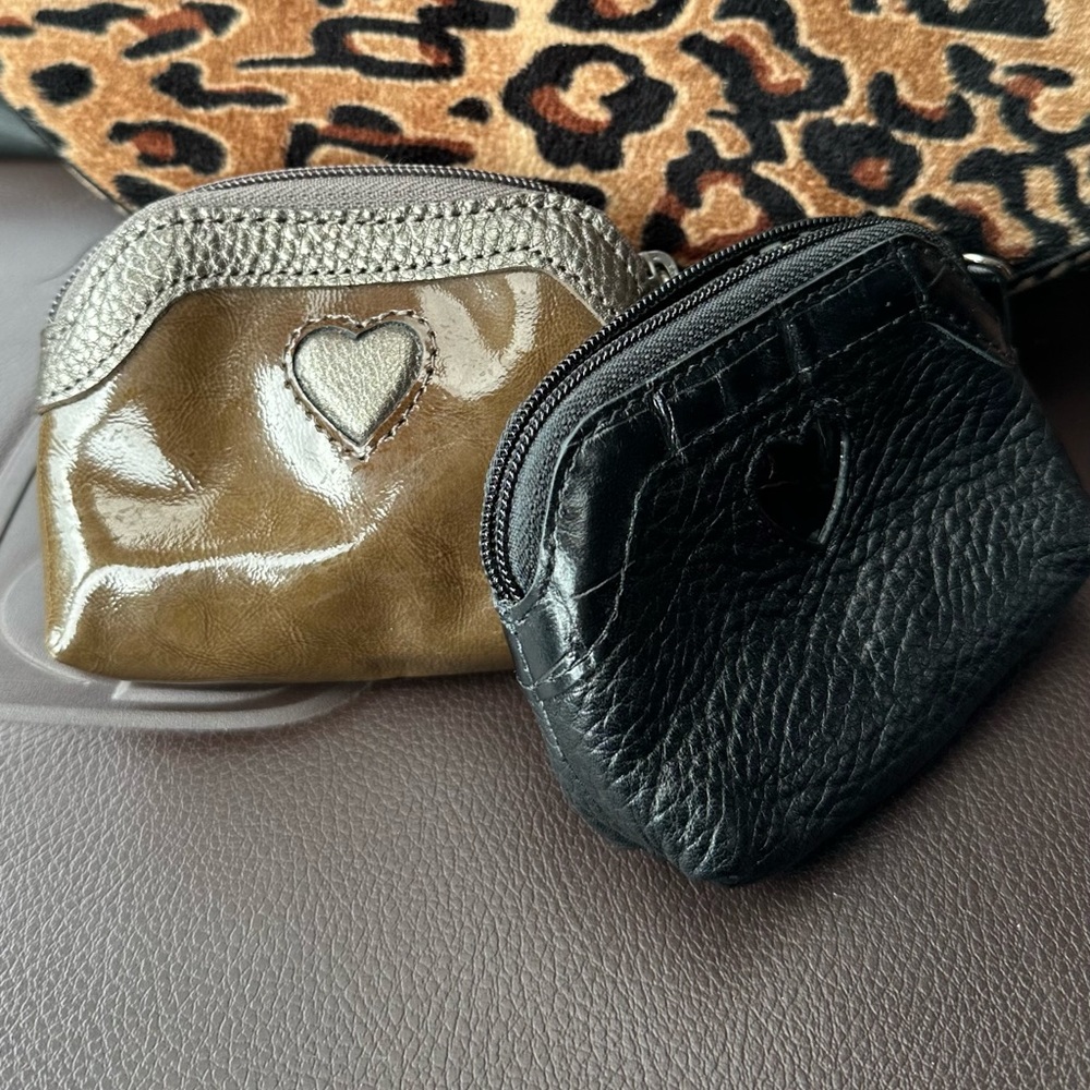 nwot lot of 2 Brighton leather coin purses brown black